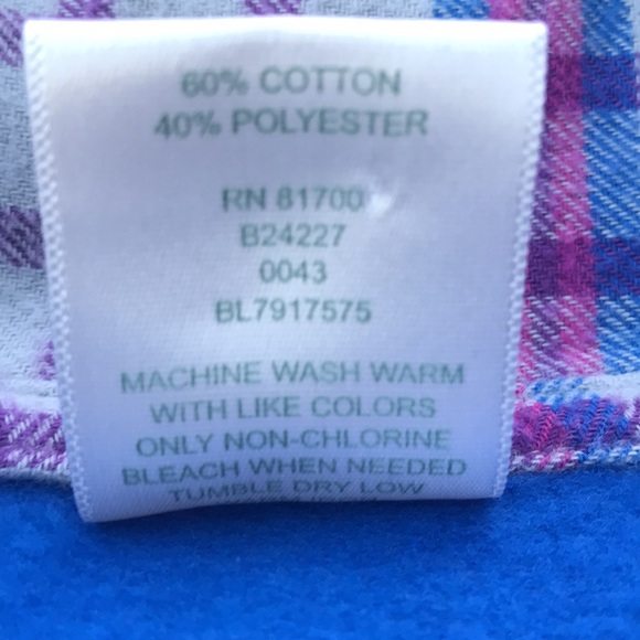 🌟 3/$25 Blair Button-neck Sweatshirt with Plaid Flannel Trim & Side Pockets. Lg - Picture 10 of 10